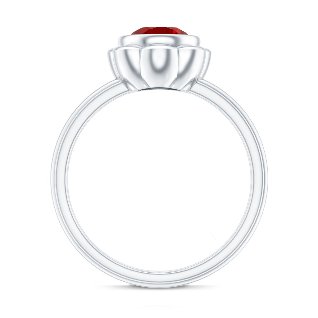 1.3 Carat Lab Grown Ruby Flower Engagement Ring