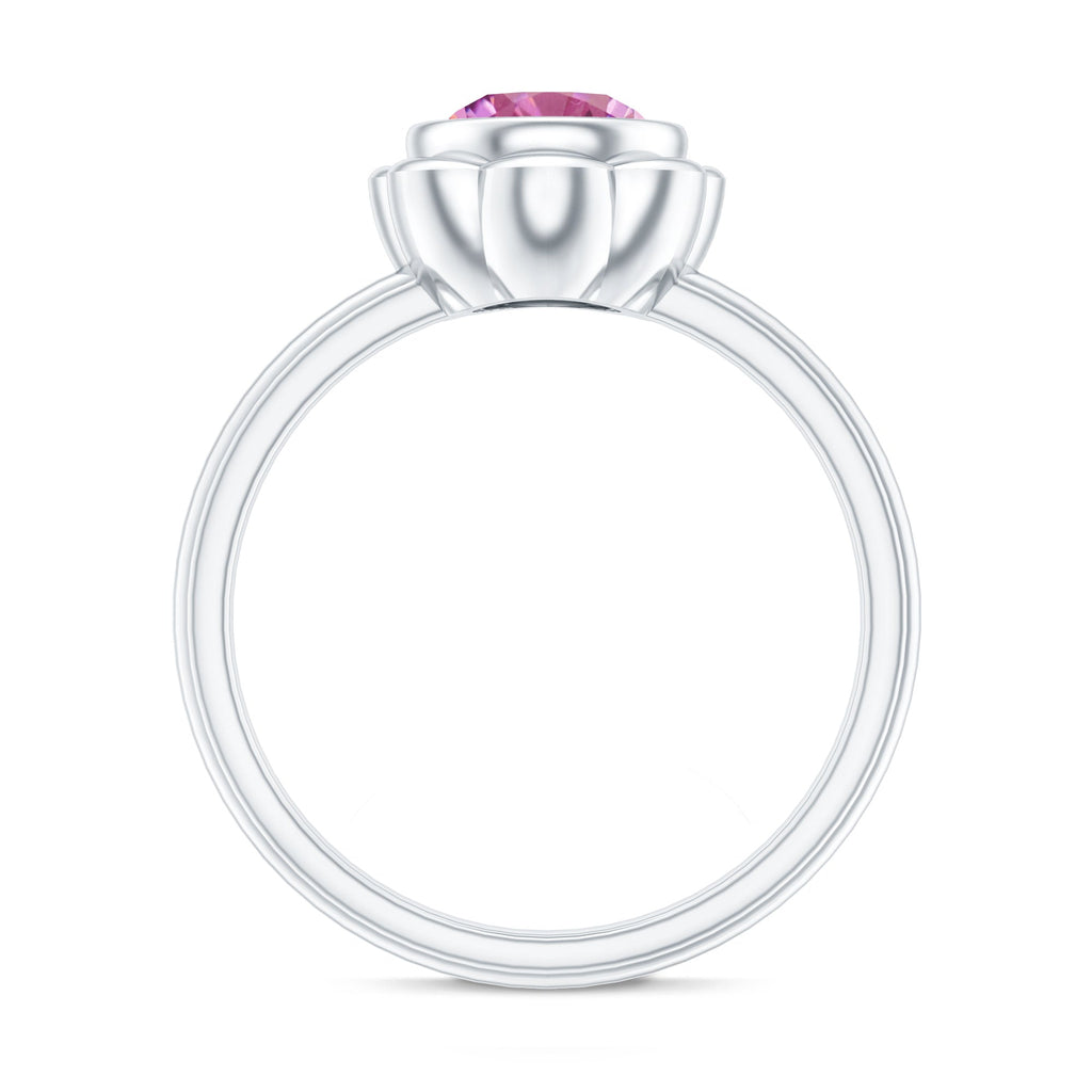 1 Carat Round Pink Tourmaline Flower Engagement Ring