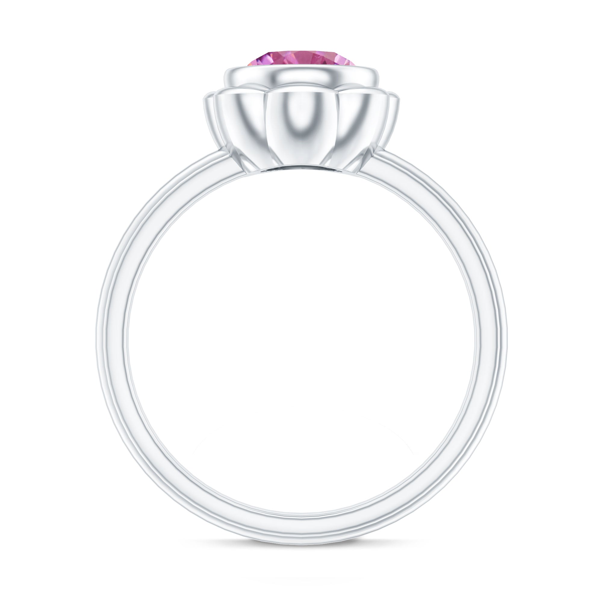1 Carat Round Pink Tourmaline Flower Engagement Ring