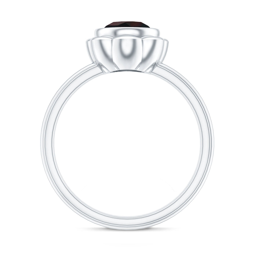 1.5 Carat Round Cut Black Opal Solitaire Engagement Ring in Bezel Setting