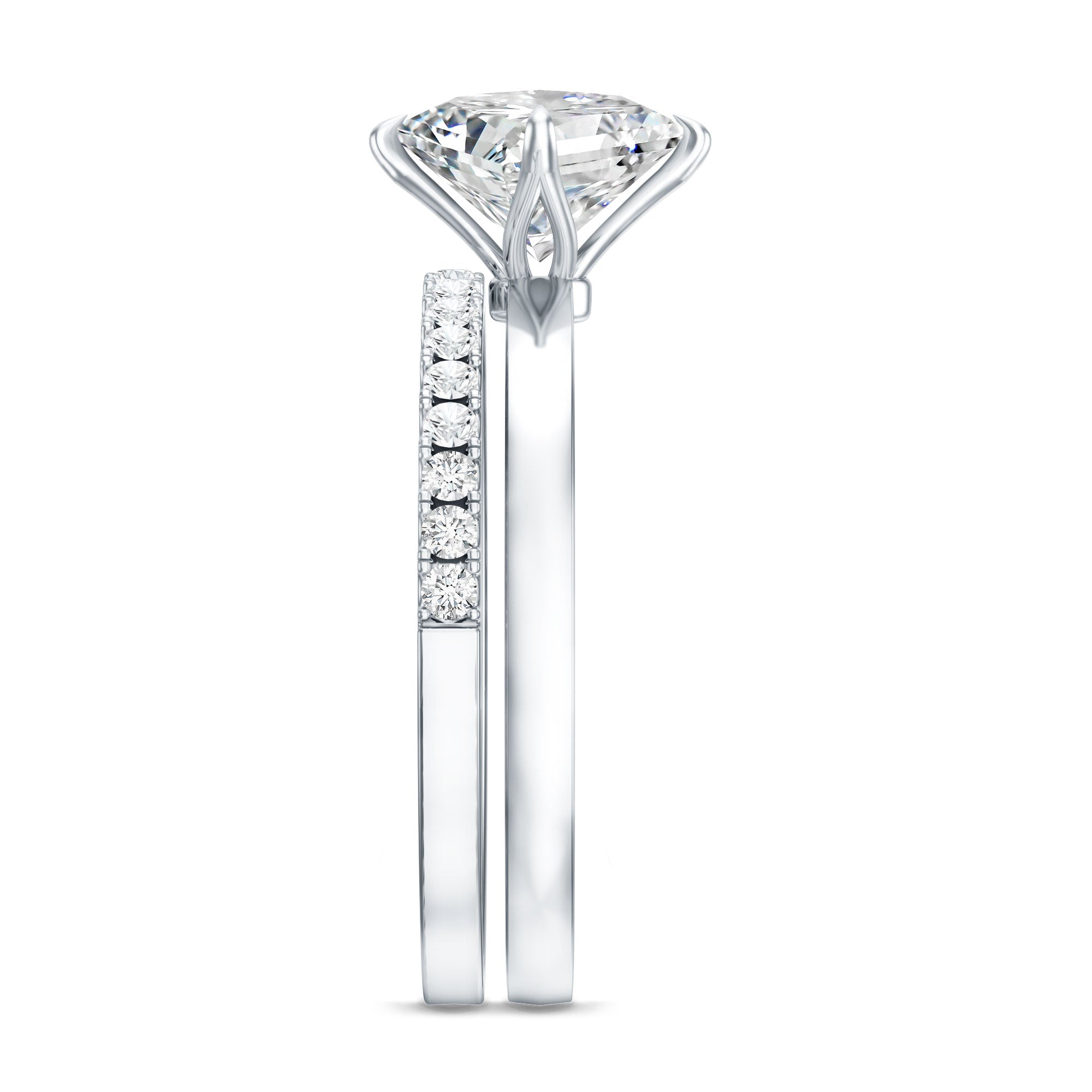 Princess Cut Lab Grown Diamond Ring With Wedding Band