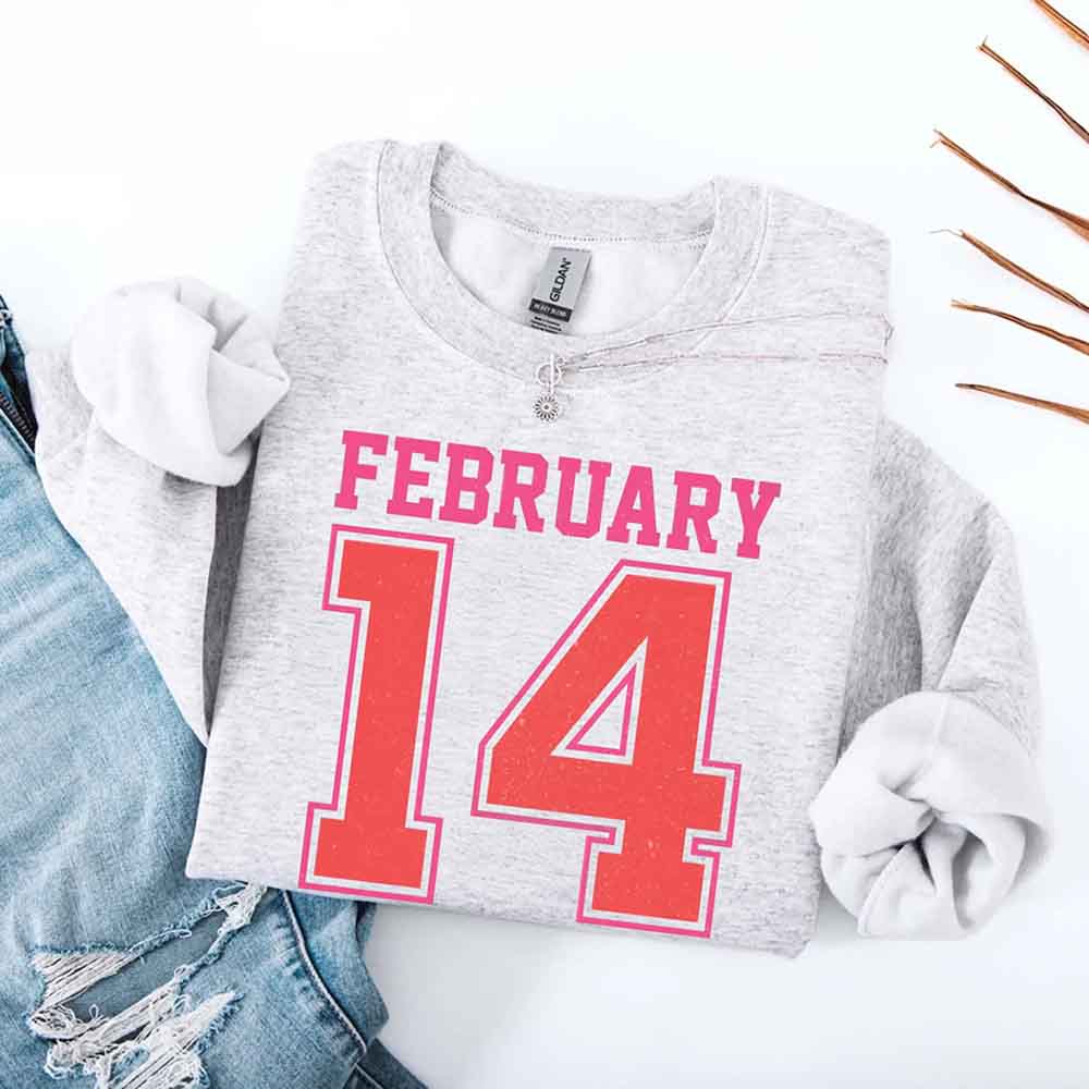 Retro Valentine’s Day Jersey Number FEBRUARY 14 Sweatshirt
