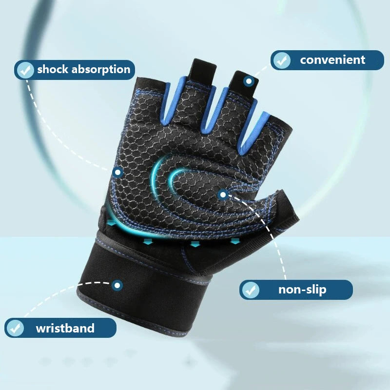 Gym Gloves for Men Women Fitness Weight Lifting Wristband Gloves Body Building Training Sports Exercise Cycling Glove Shockproof