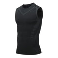 Men's sci-fi printed black vest, fashionable and casual men's quick drying T-shirt, sports and fitness round neck elastic vest