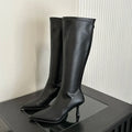 Soft Leather Pointed Toe Knee High Boots High Heels Zipper Women Pumps Ladies Long Stretch Modern Boots