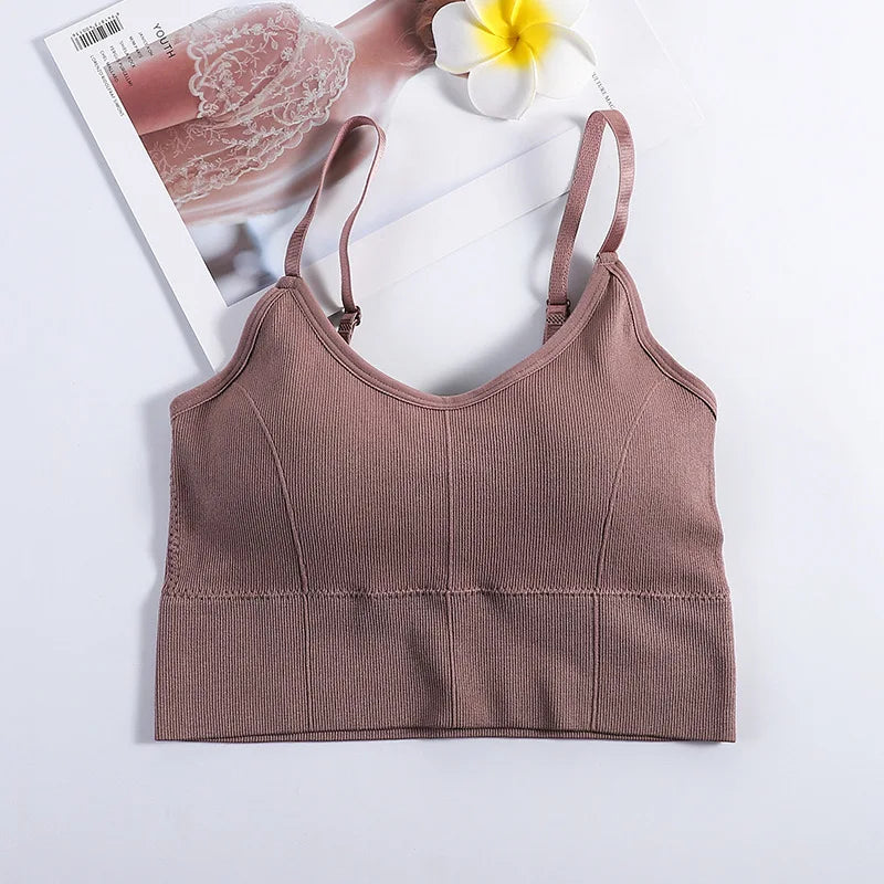 Backless Sportswear Woman Gym Sports Bra Seamless Womens Underwear Adjustable Shoulder Strap Inner Padded Yoga Vest Bralette