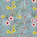 Powder Blue Over The Hill View 43"/44" Cotton Fabric Per Yard