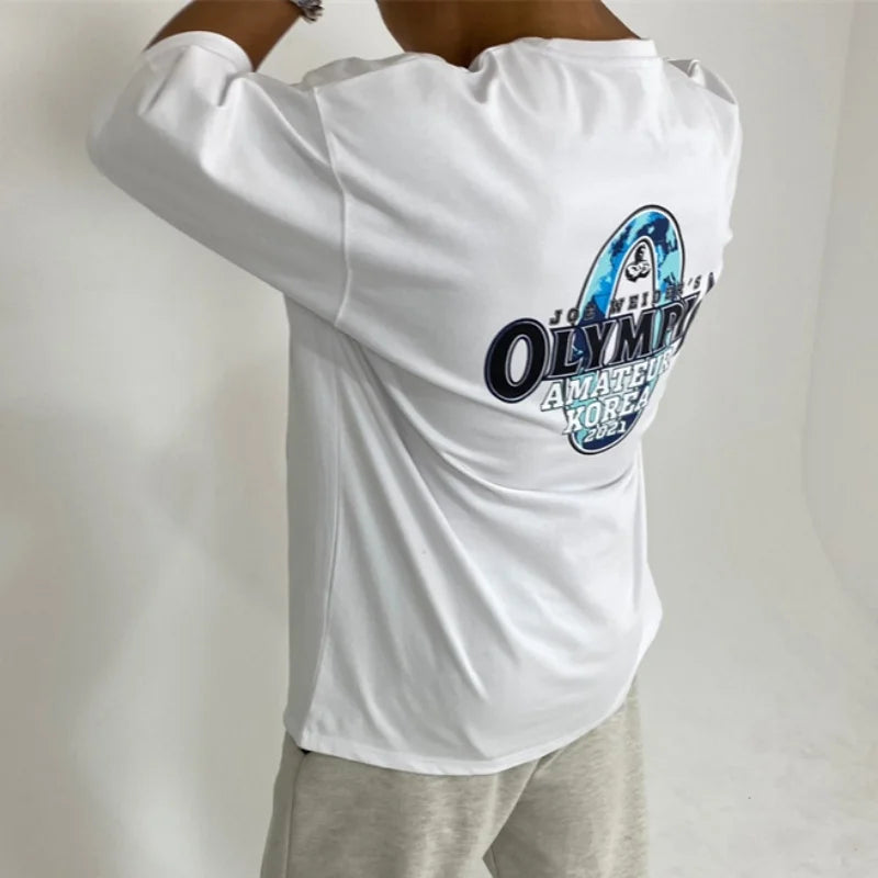 gyms T-shirt Men's Fashion short sleeve Tee Men summer Loose Fitness T-shirt men's Cotton Sports Training tops men sportswear