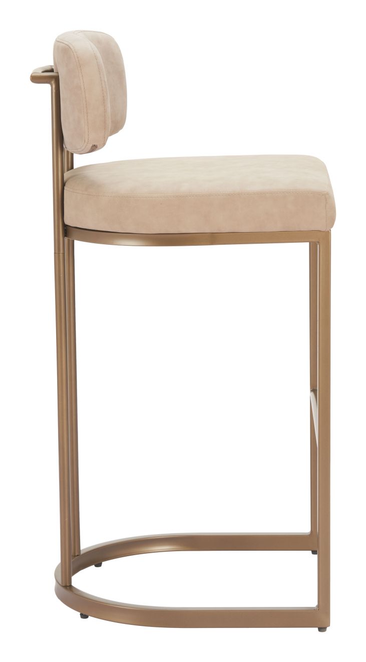 Velar Beige Faux Leather Barstool 2PC