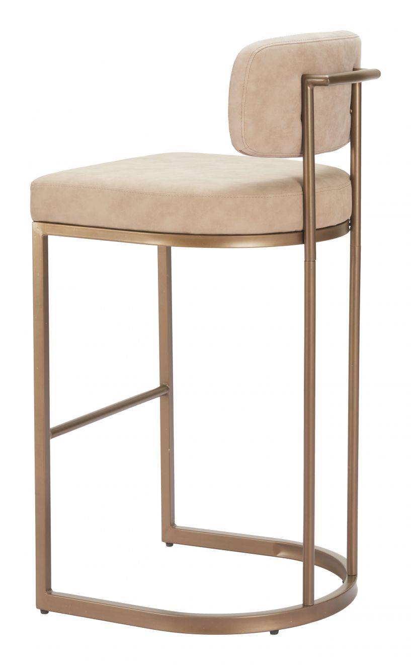 Velar Beige Faux Leather Barstool 2PC