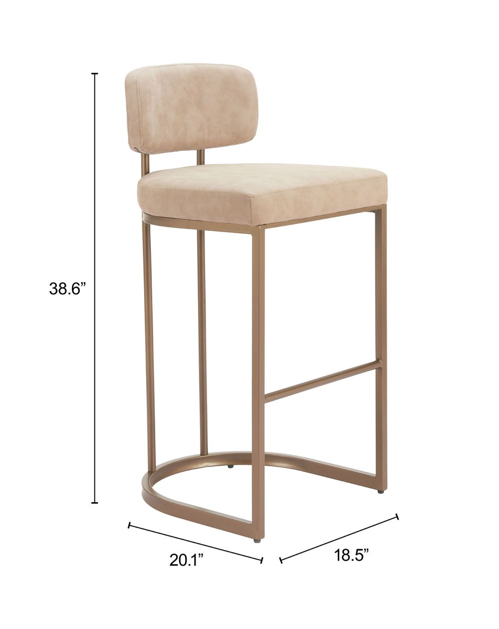 Velar Beige Faux Leather Barstool 2PC
