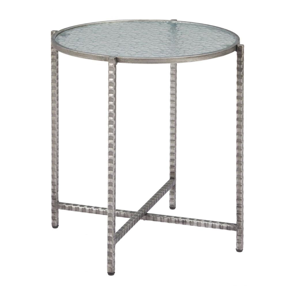 Vetro Rippled Glass Top Round Side Table