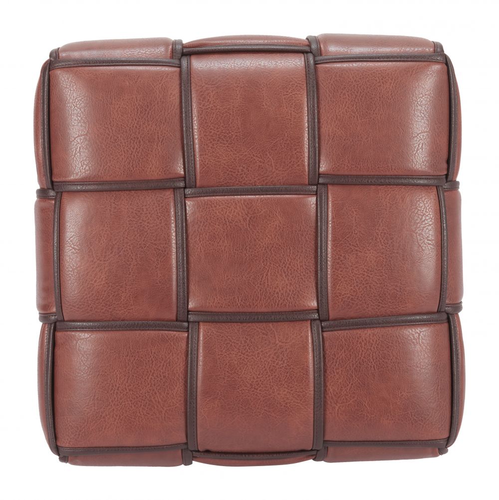 Zare Brown Faux Leather Ottoman