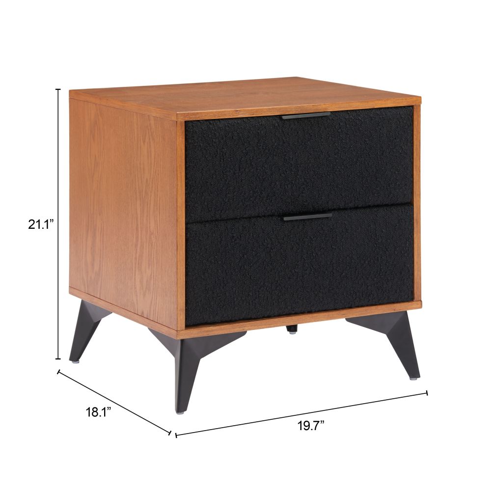 Zarif Two Drawers Wood Nightstand