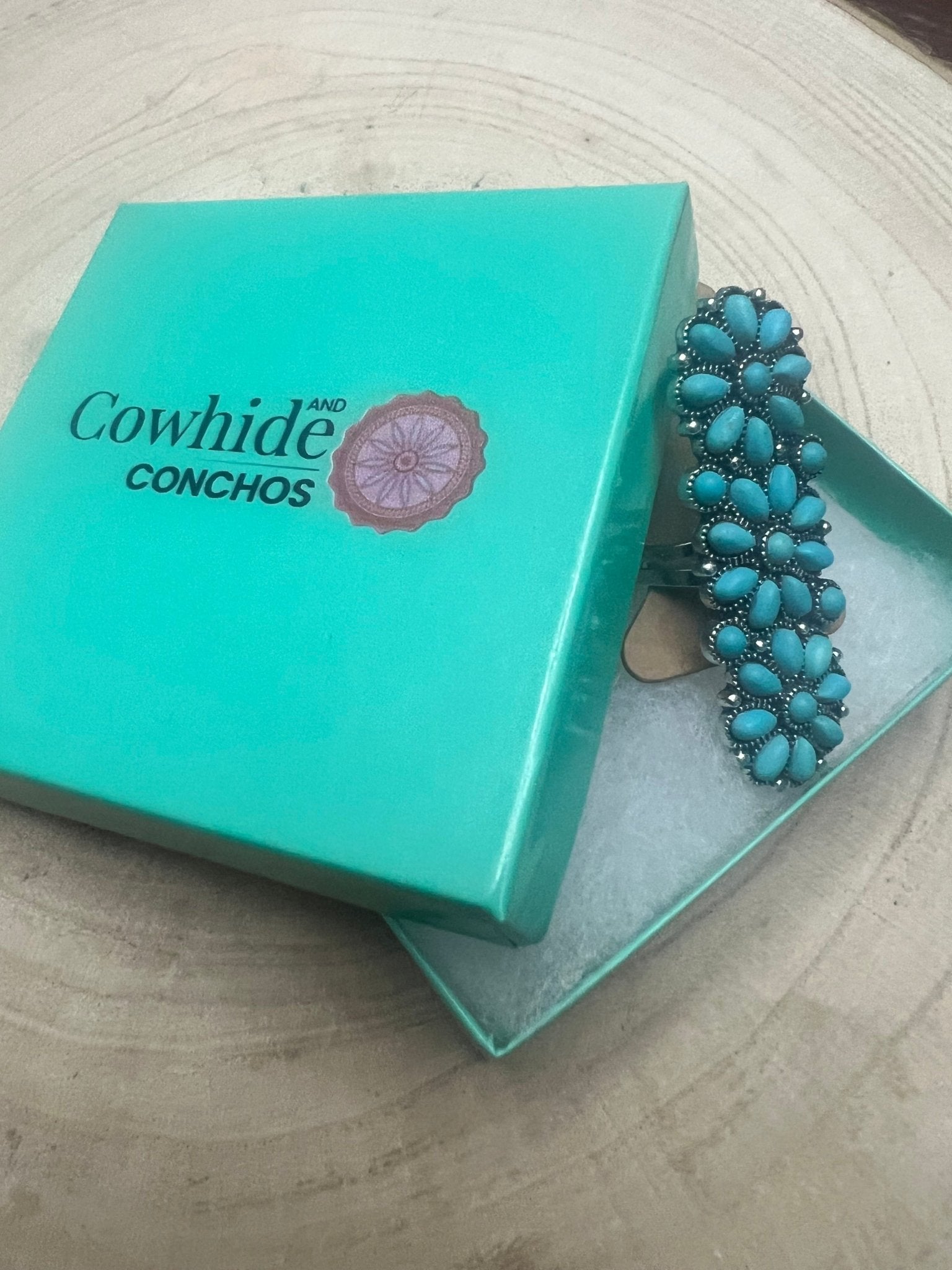 Adjustable Faux Turquoise Cluster Ring - Adjustable Cuff Ring Band