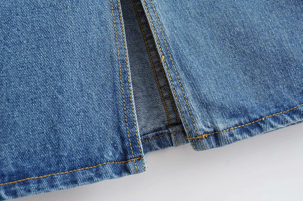 Split Hem Denim Skirt, Bodycon Denim Midi Skirt