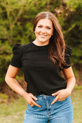 Black Puff Short Sleeve Top
