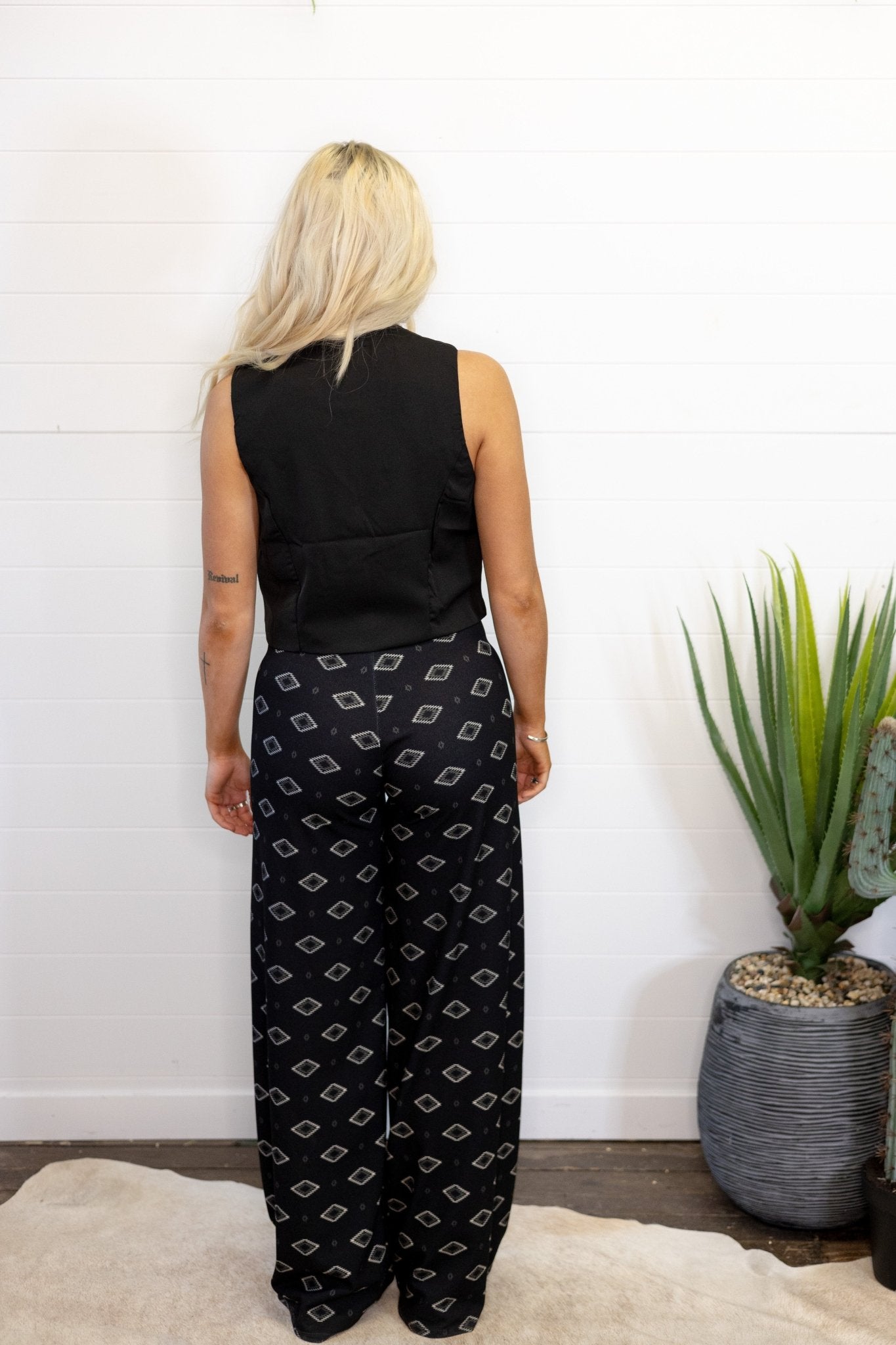 Black V-Neck Button Vest