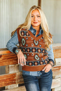 Brown & Turquoise Knit Vest - small & large remain