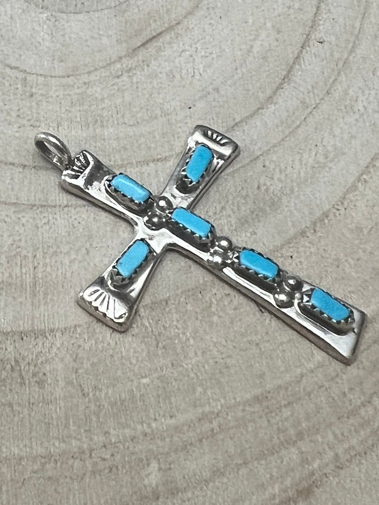 C. Iule Zuni Handmade Turquoise Cross Pendant