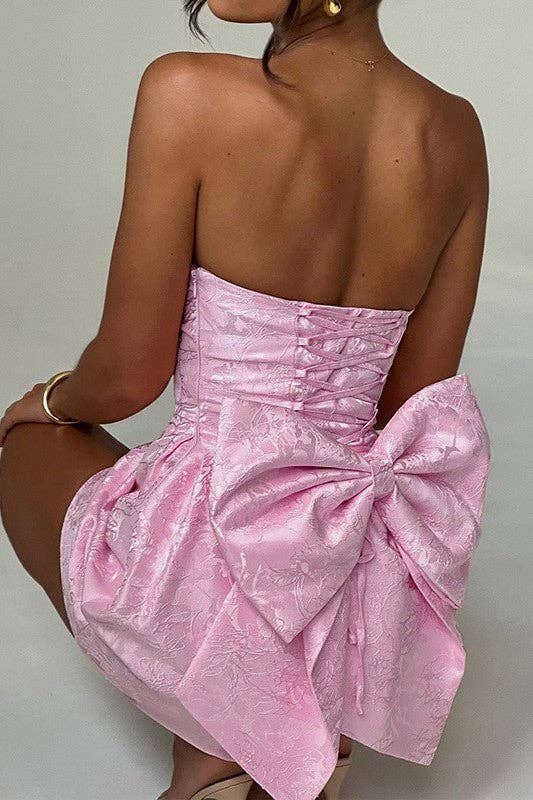 Sexy Marilyn Pink Strapless Bow Dress