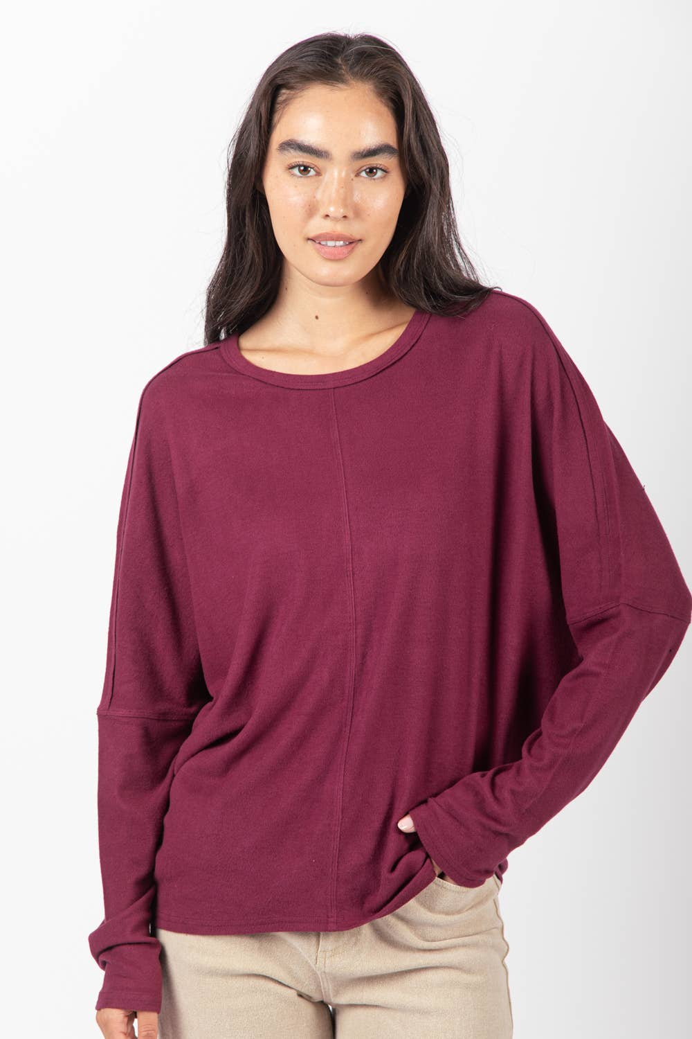 Dolman Sleeve Oversized Top - Wine - Small and Medium available
