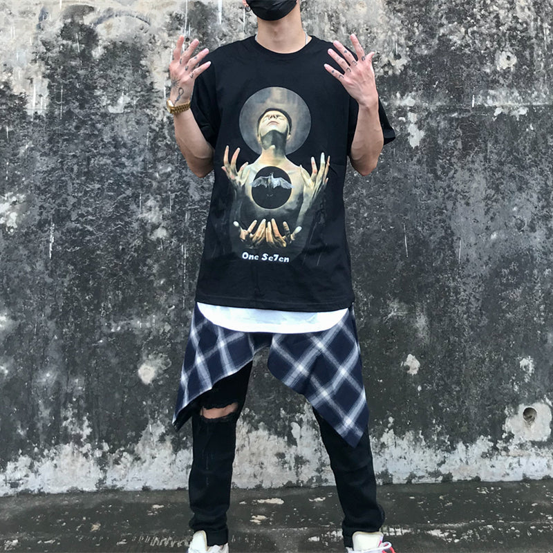 American Streetwear Dark Style T-Shirt with Print