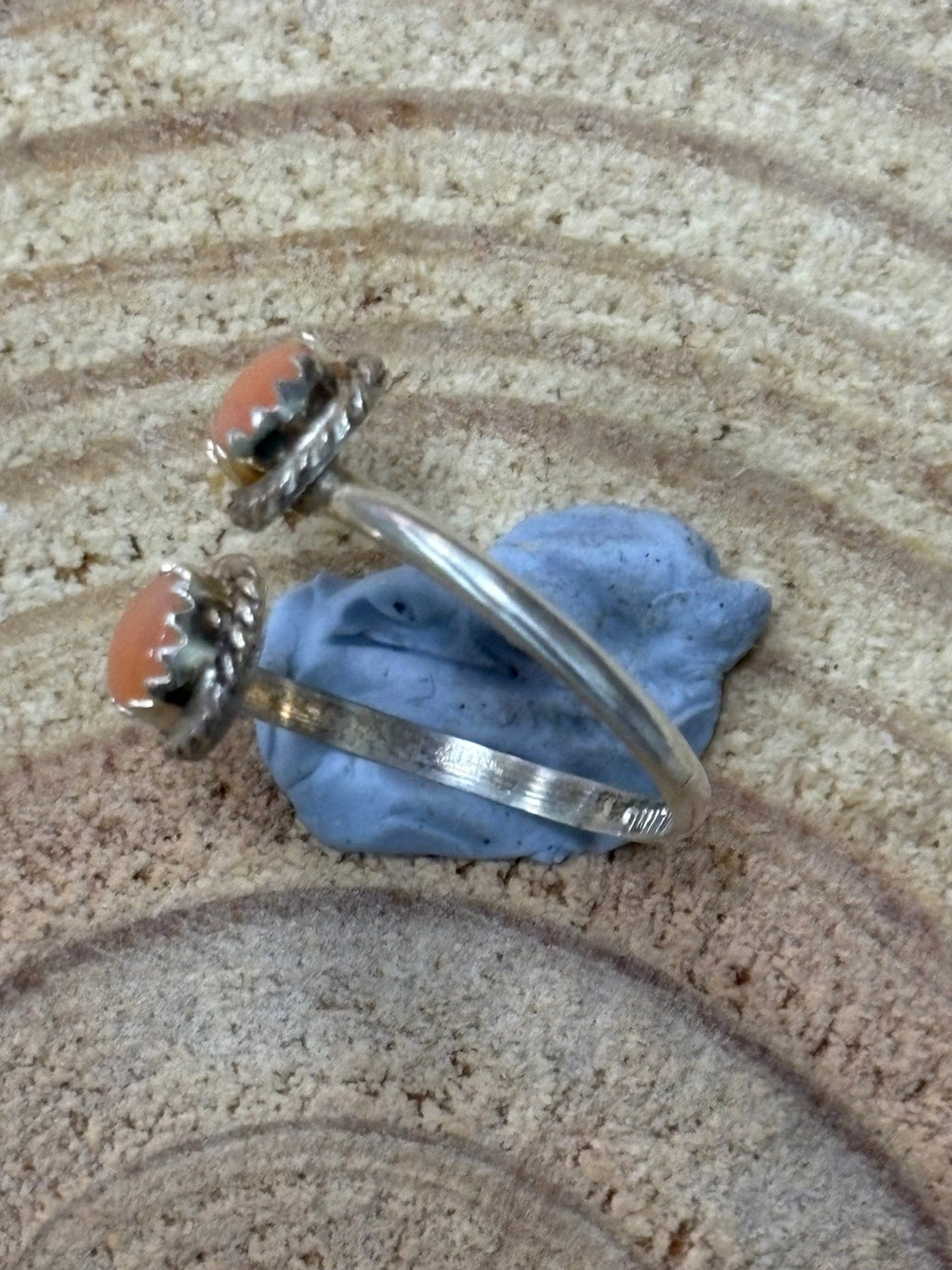 Esther White Navajo Handmade SS Pink Conch Adjustable Ring