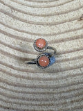 Esther White Navajo Handmade SS Pink Conch Adjustable Ring