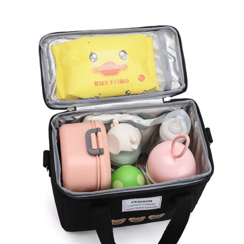 Waterproof Mother-Child Bag with Embroidered Bear Design