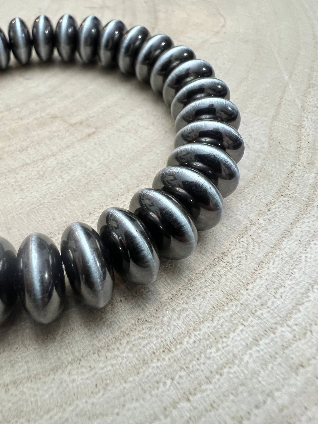 Faux Sterling Saucer Stretch Bracelet - 10 mm faux saucers