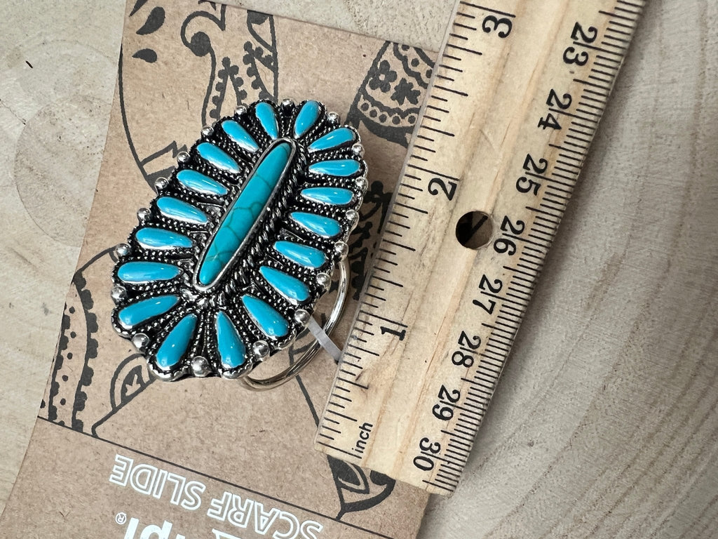 Faux Turquoise Cluster Wild Rag Scarf Slide