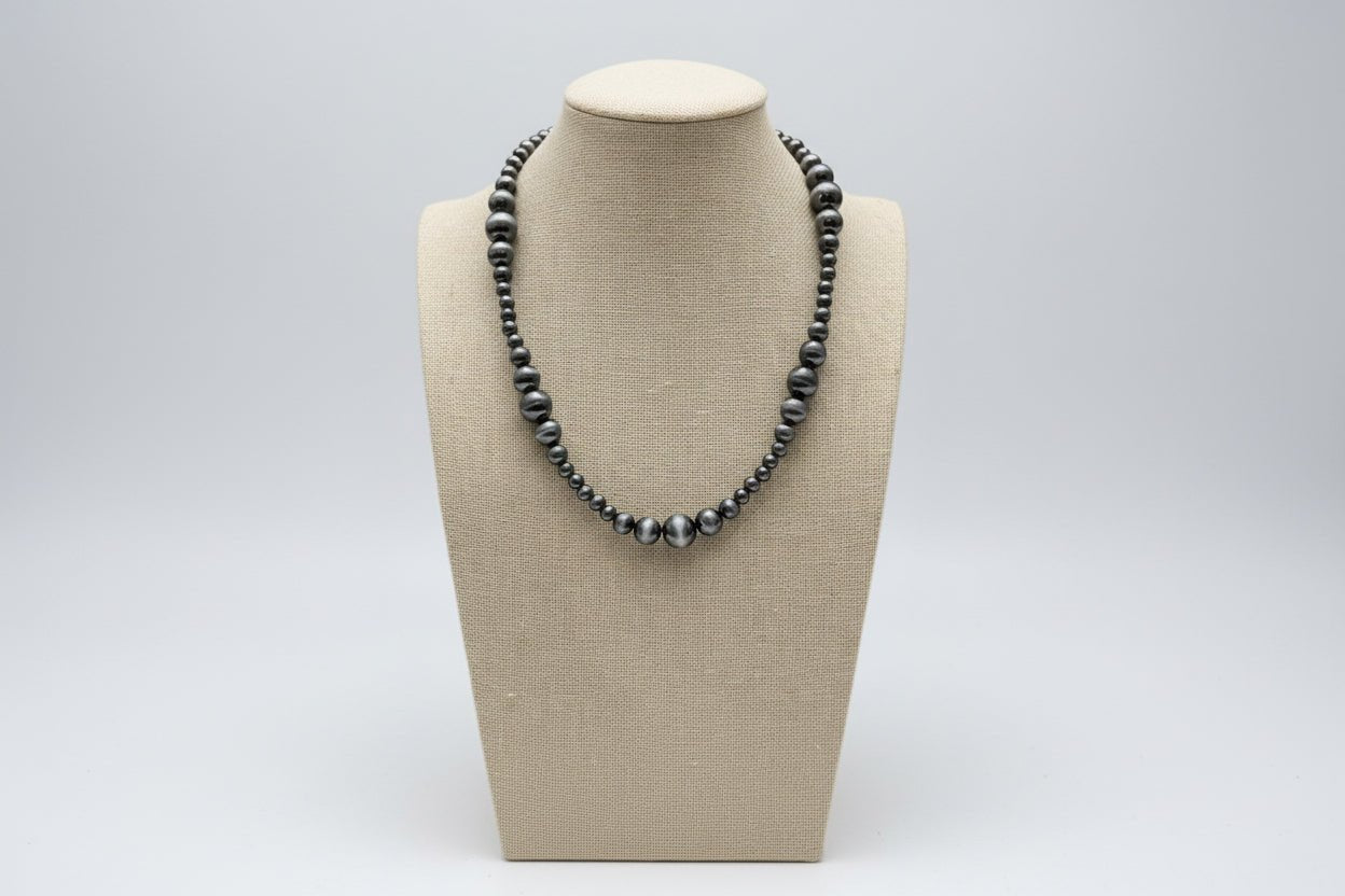 Graduated Faux Sterling Pearl Necklace - 18 inch