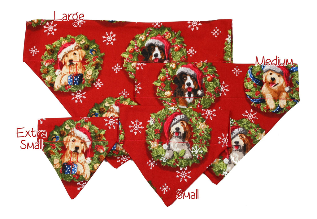 Christmas Dogs on Red Pet Scarf-1