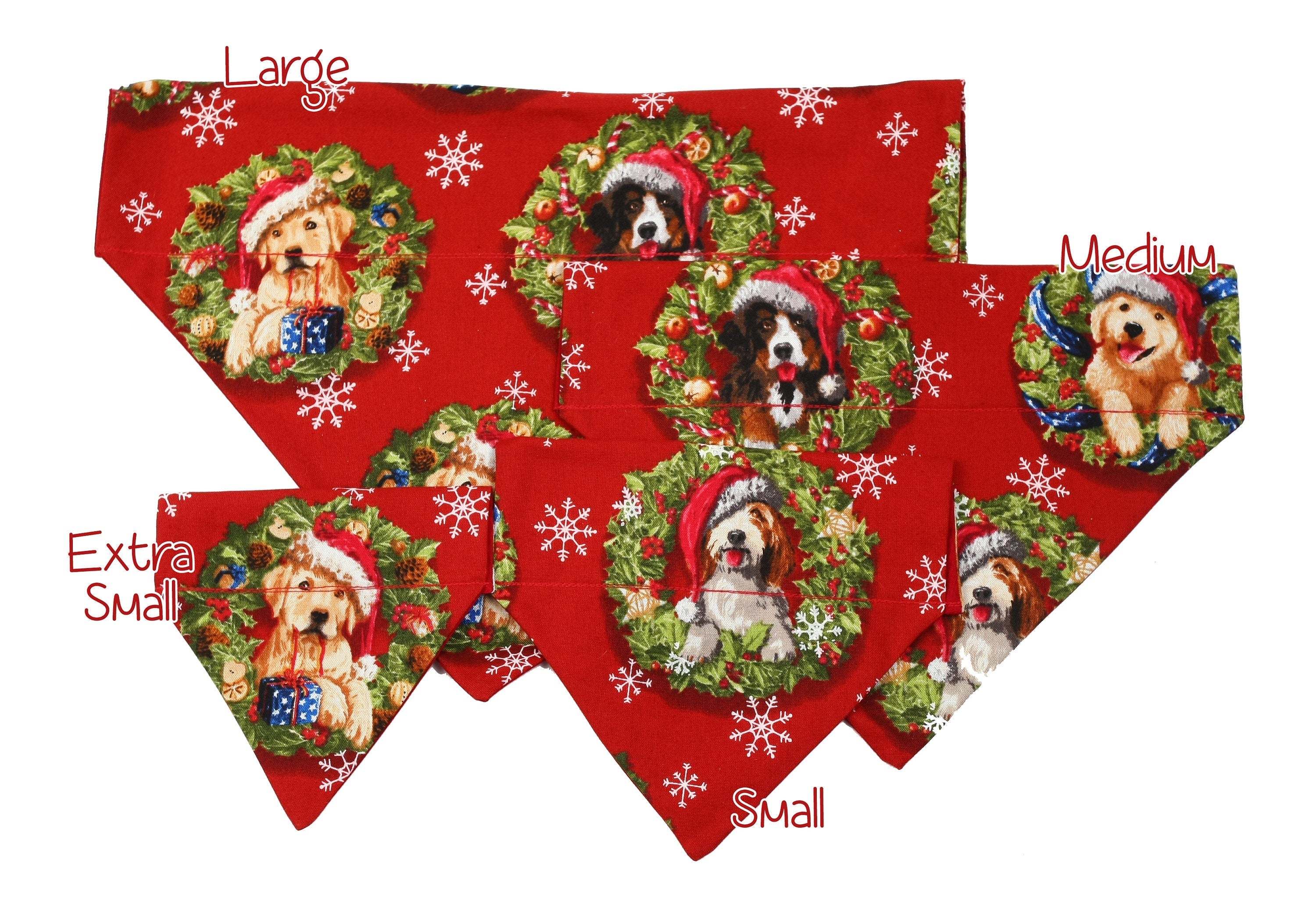 Christmas Dogs on Red Pet Scarf-1