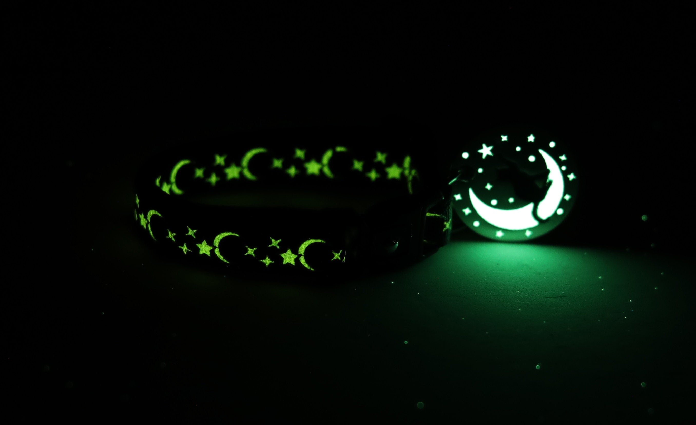 Silver Moons and Stars on Turquoise Cat Collar-2