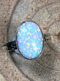 Isabelle Yazzie Navajo Handmade Sterling Silver Opal Ring - Size 7