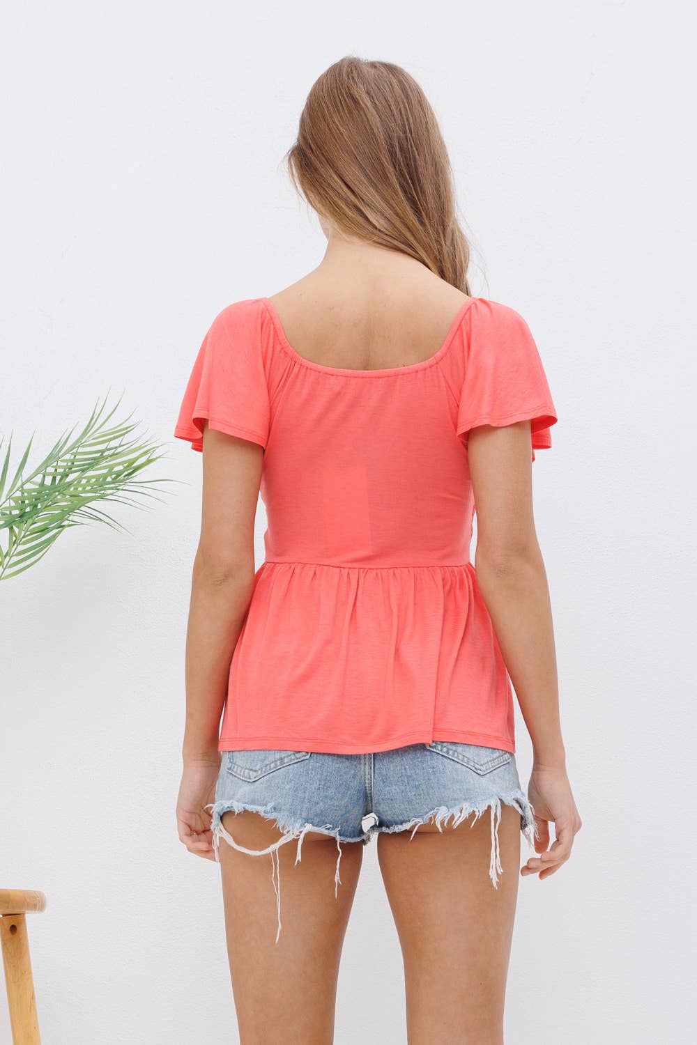 Lace Bodice Soft Knit Top - Pink Small remaining
