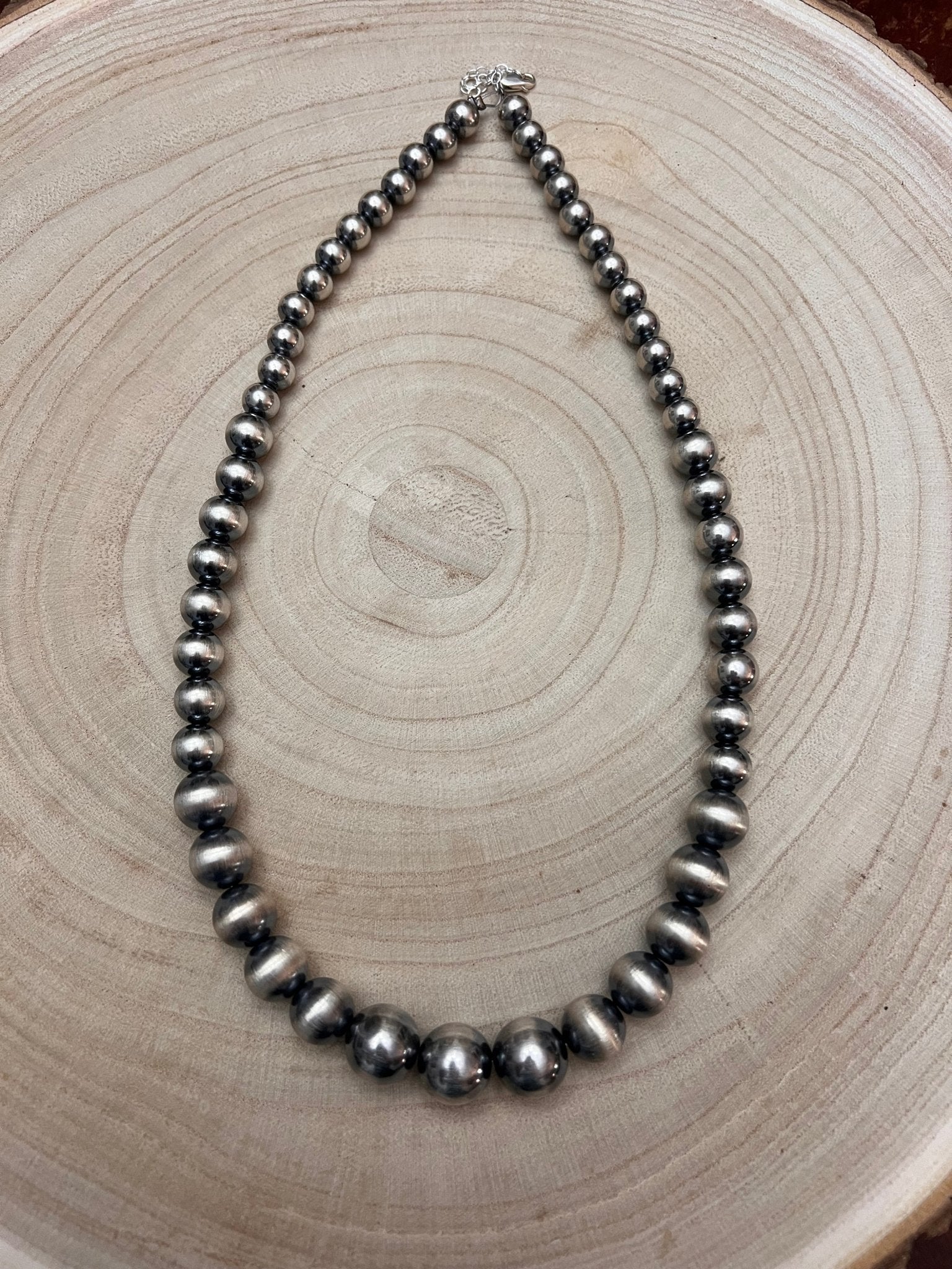 Large Graduated Sterling Silver Pearls Statement necklace - 20.5 inch