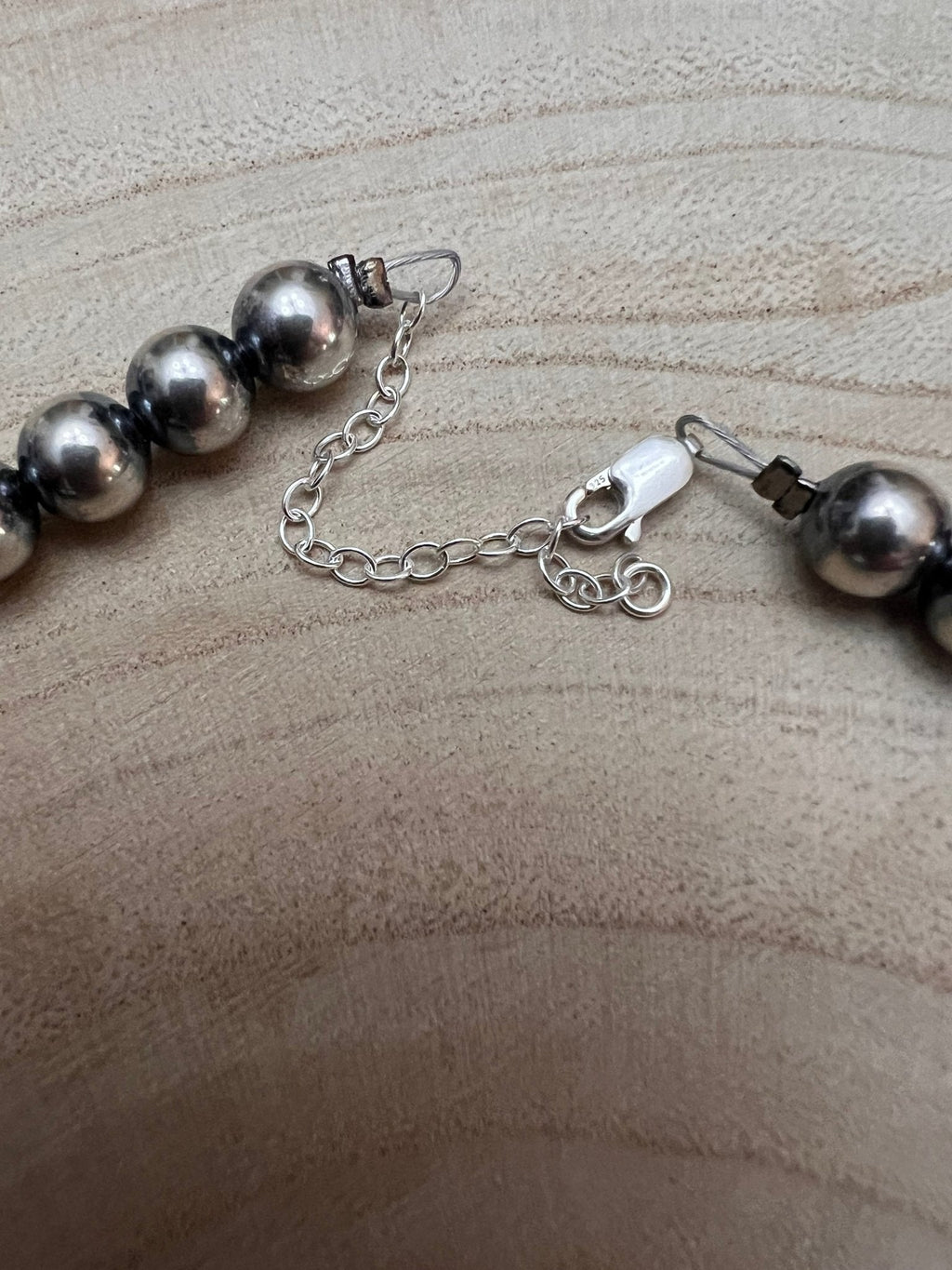 Large Graduated Sterling Silver Pearls Statement necklace - 20.5 inch