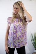 Lilac Split Neckline Blouse - small and large remain