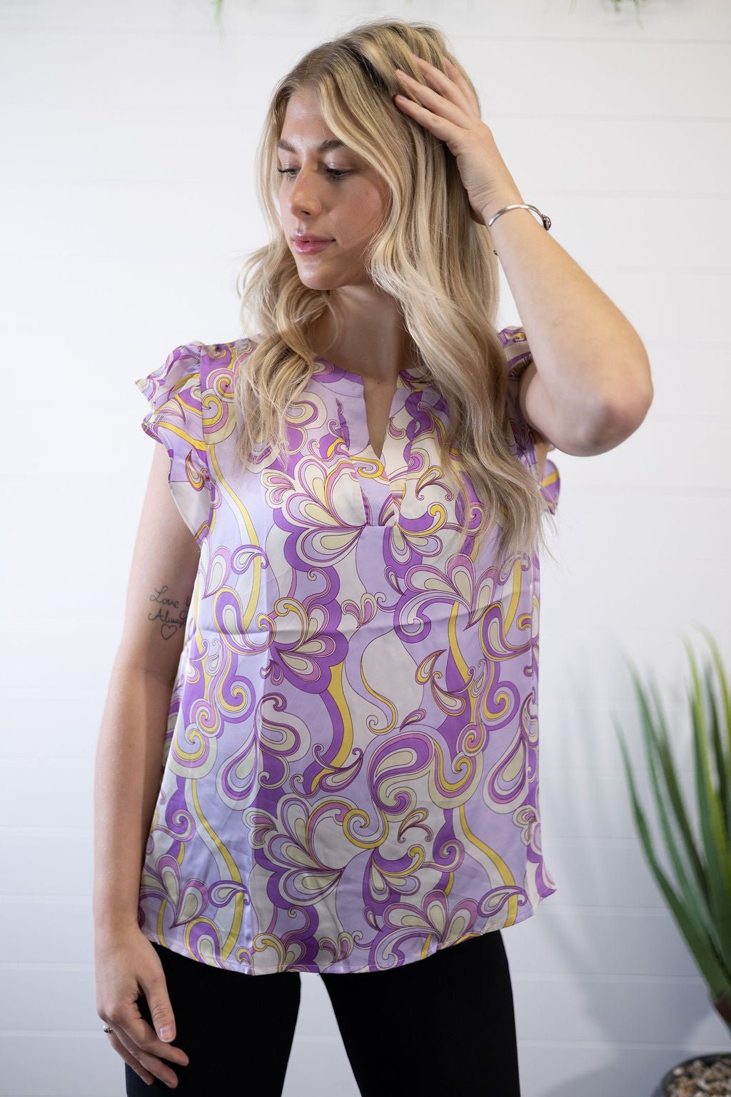 Lilac Split Neckline Blouse - small and large remain