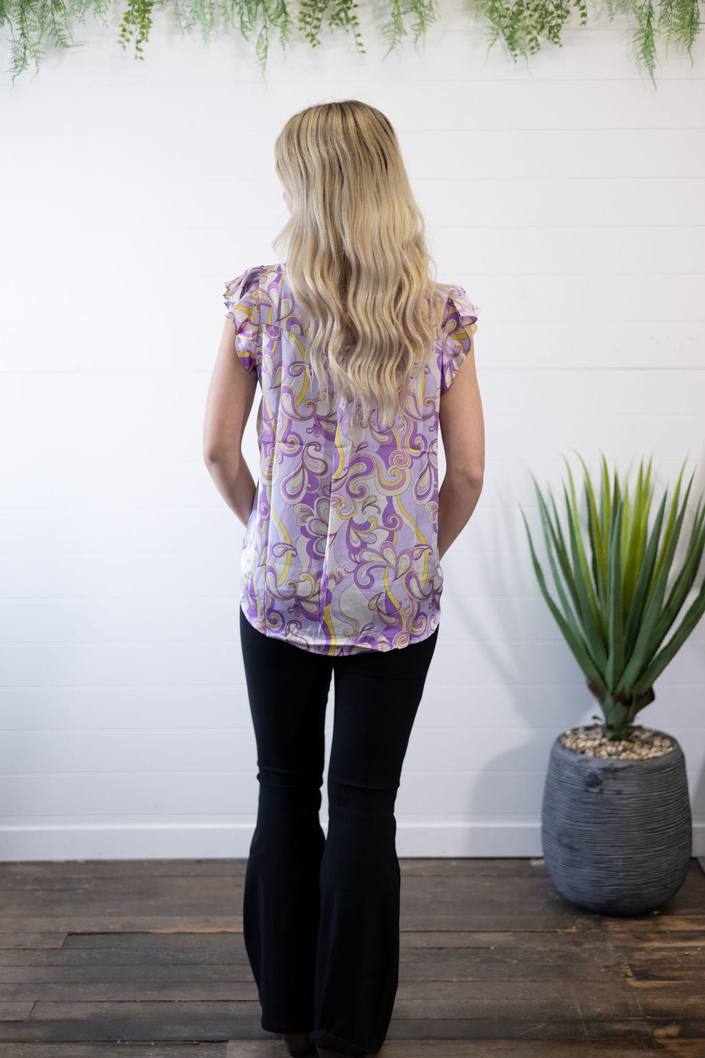 Lilac Split Neckline Blouse - small and large remain