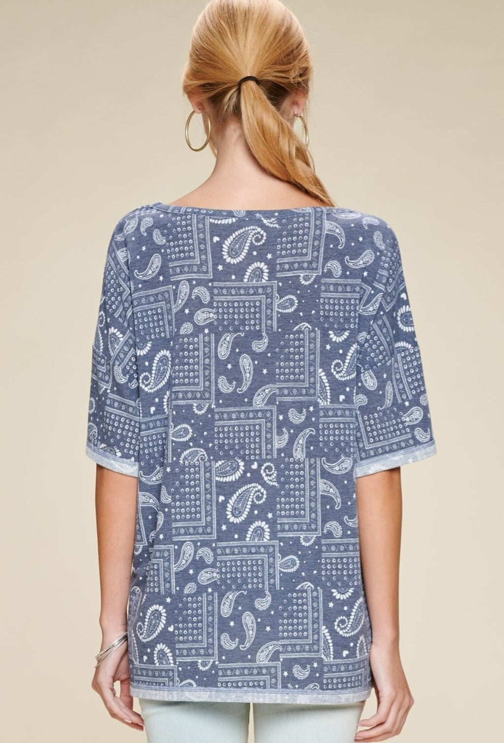 Paisley Printed French Terry Knit Top