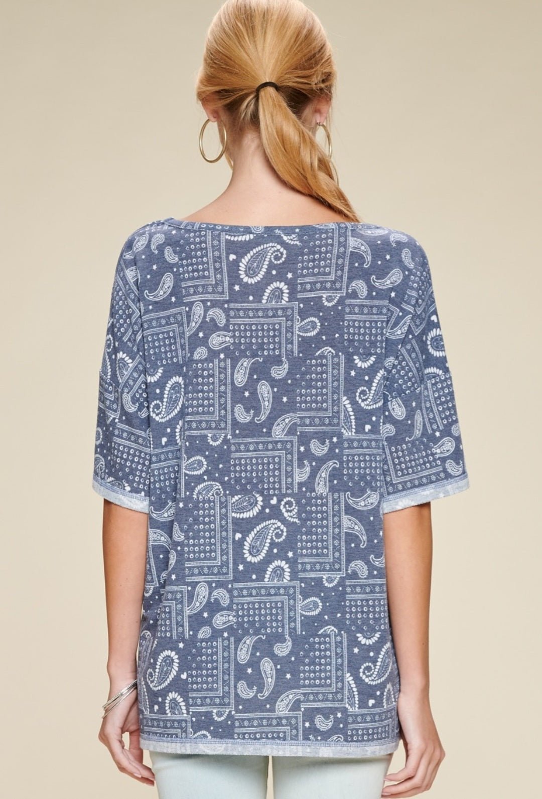 Paisley Printed French Terry Knit Top