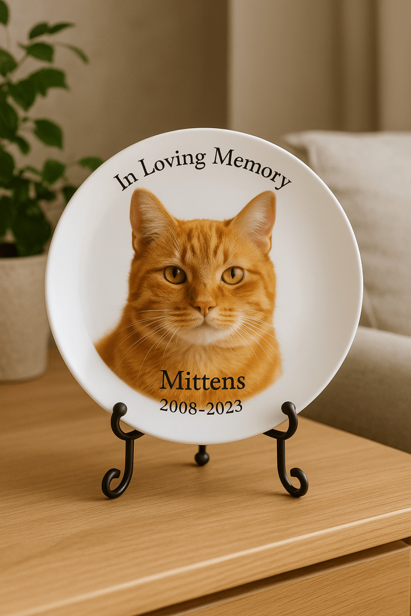 Personalized 10.75" Round Porcelain Photo Plate – Memorial & Gift Display