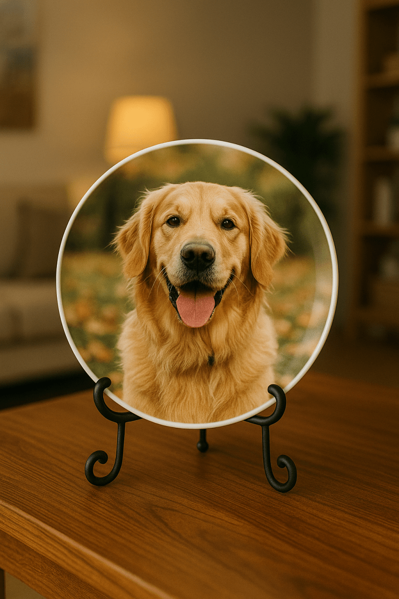 Personalized 10.75" Round Porcelain Photo Plate – Memorial & Gift Display