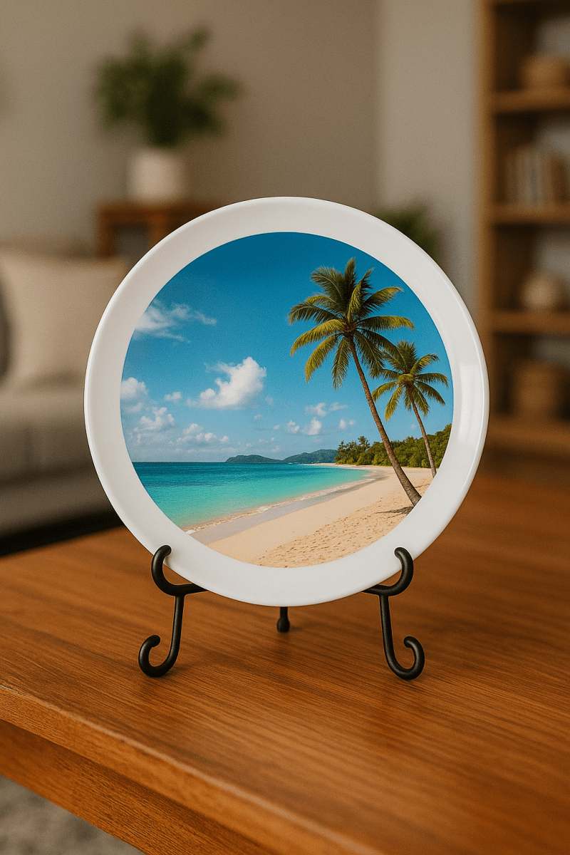 Personalized 10.75" Round Porcelain Photo Plate – Memorial & Gift Display