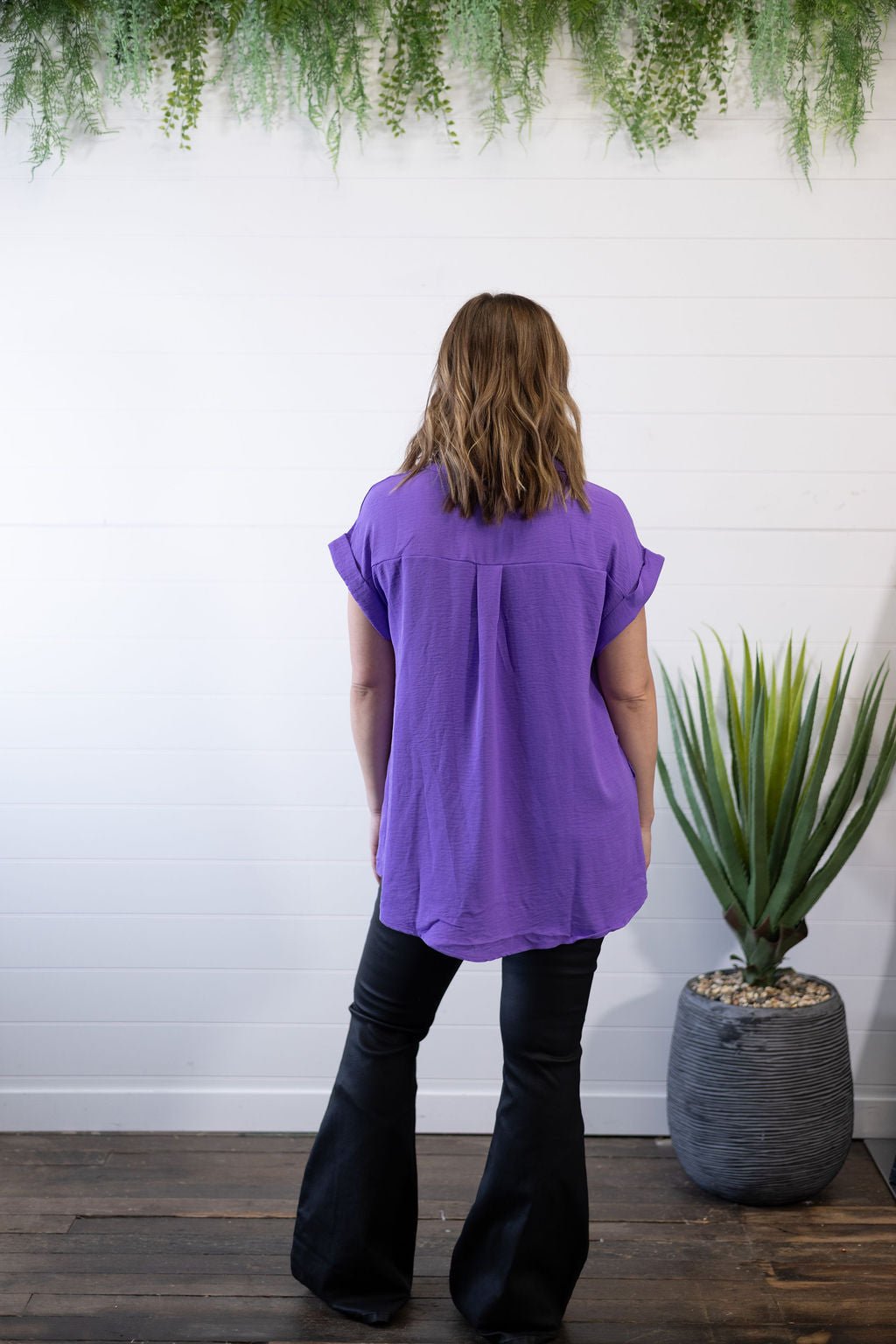 Pleated Button Up Woven Top - medium and large remain