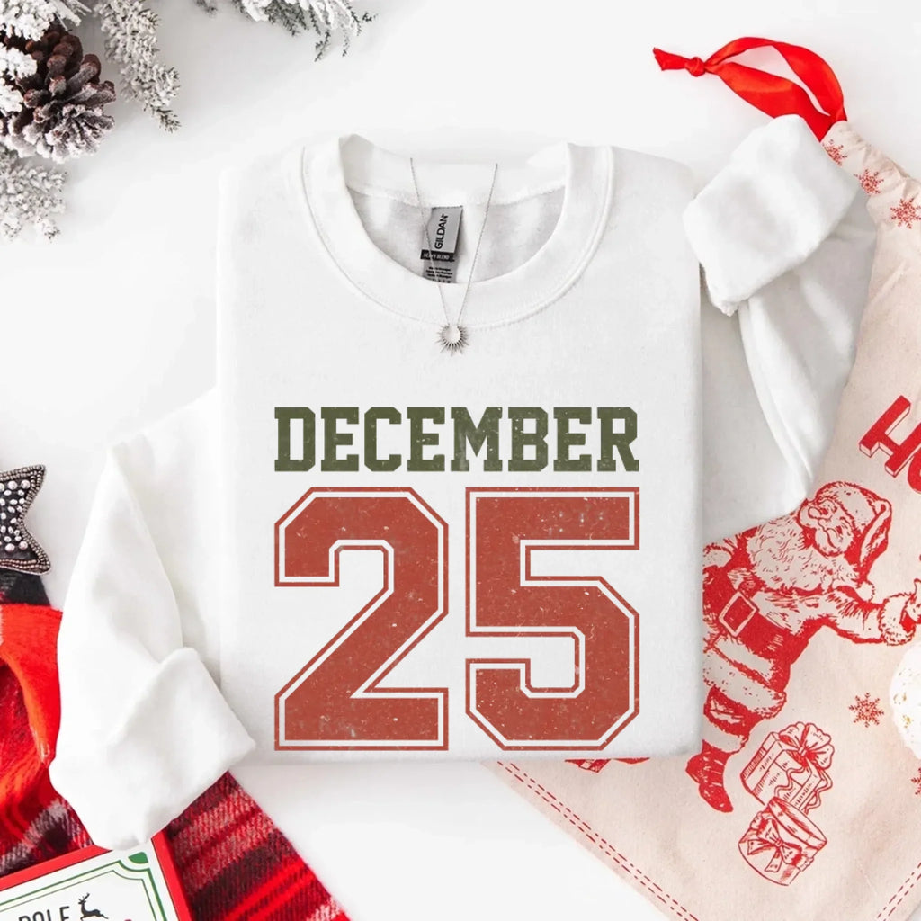 Retro Christmas DECEMBER 25 Sweatshirt Festive Holiday Sweater